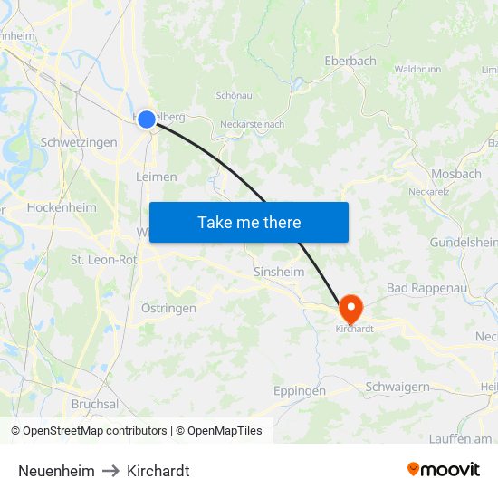 Neuenheim to Kirchardt map