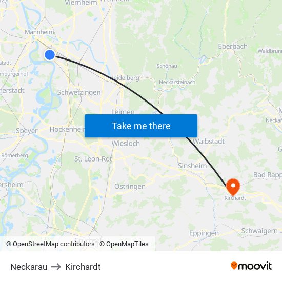 Neckarau to Kirchardt map