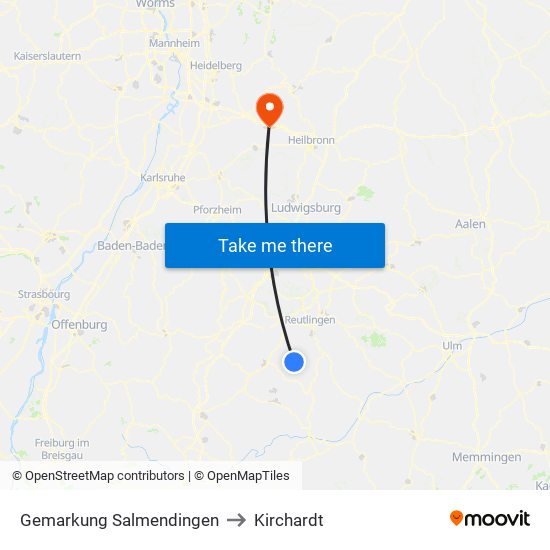 Gemarkung Salmendingen to Kirchardt map