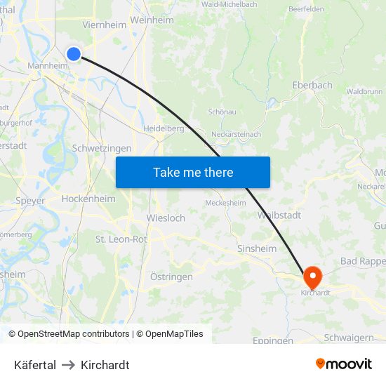 Käfertal to Kirchardt map