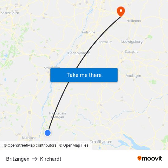 Britzingen to Kirchardt map