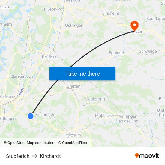 Stupferich to Kirchardt map