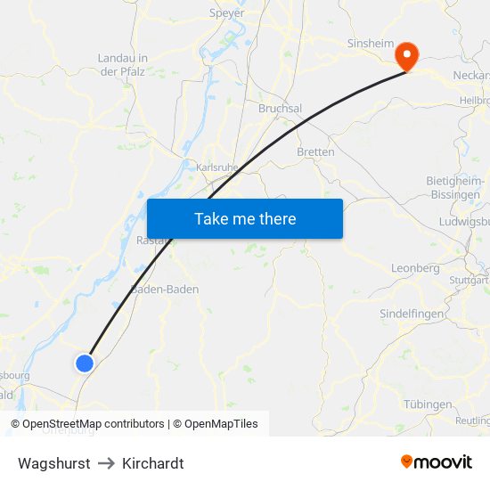 Wagshurst to Kirchardt map