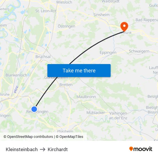 Kleinsteinbach to Kirchardt map