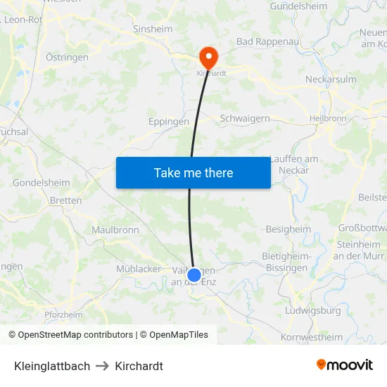 Kleinglattbach to Kirchardt map