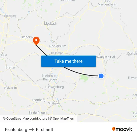 Fichtenberg to Kirchardt map