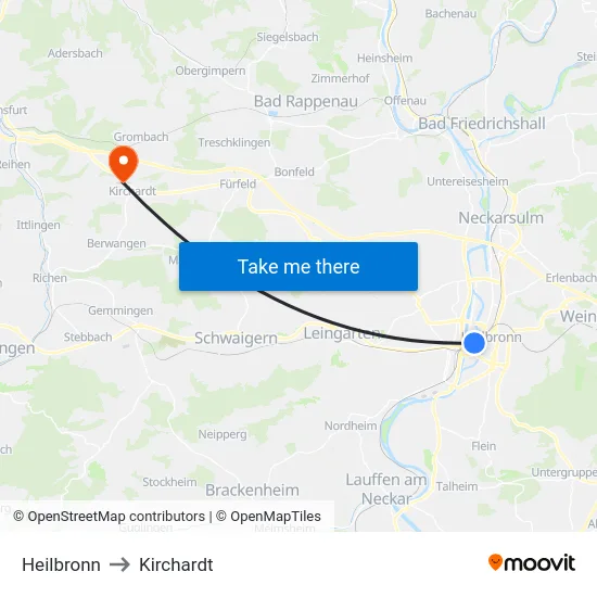 Heilbronn to Kirchardt map