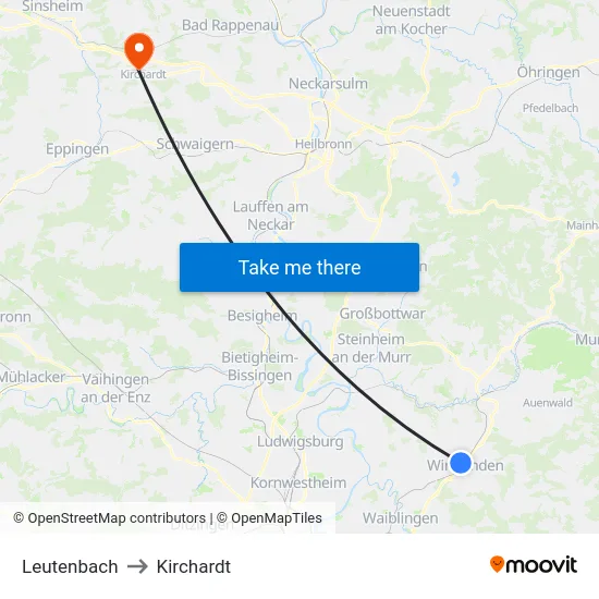 Leutenbach to Kirchardt map