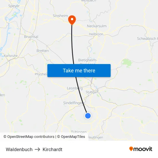 Waldenbuch to Kirchardt map