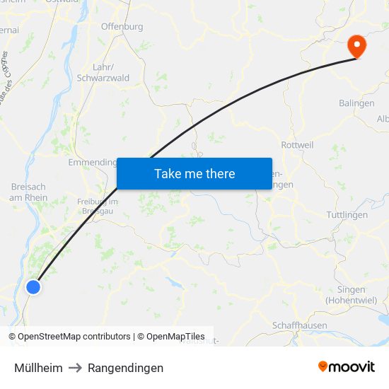 Müllheim to Rangendingen map