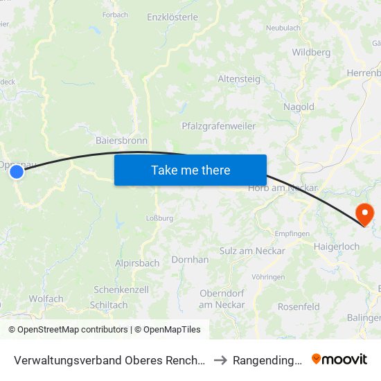 Verwaltungsverband Oberes Renchtal to Rangendingen map