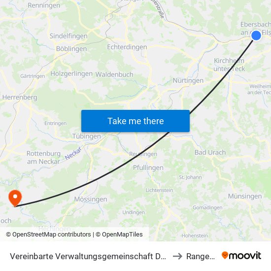 Vereinbarte Verwaltungsgemeinschaft Der Stadt Ebersbach An Der Fils to Rangendingen map