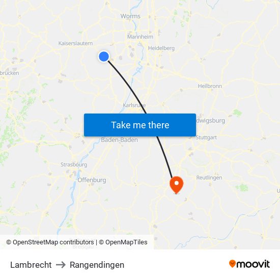 Lambrecht to Rangendingen map