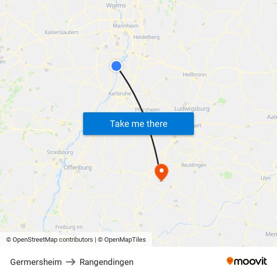 Germersheim to Rangendingen map