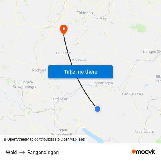 Wald to Rangendingen map