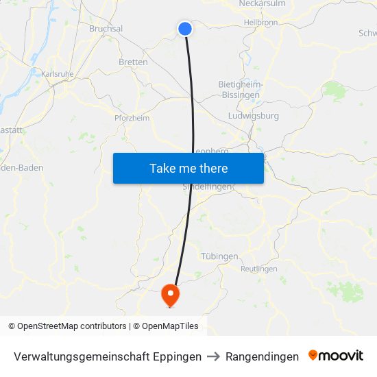 Verwaltungsgemeinschaft Eppingen to Rangendingen map