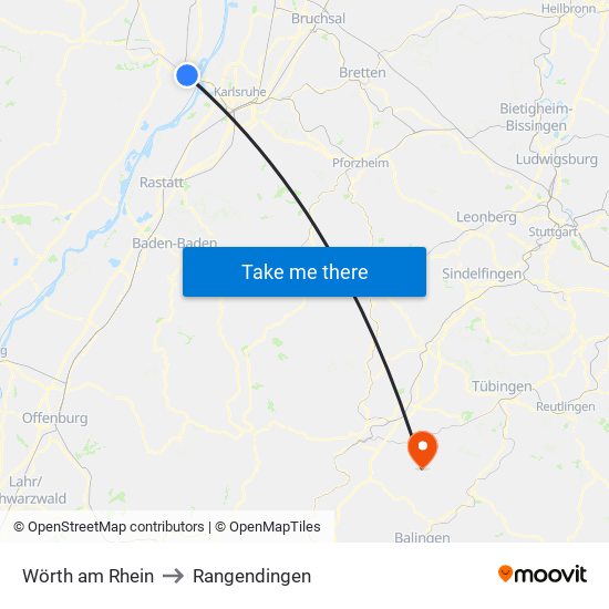 Wörth am Rhein to Rangendingen map