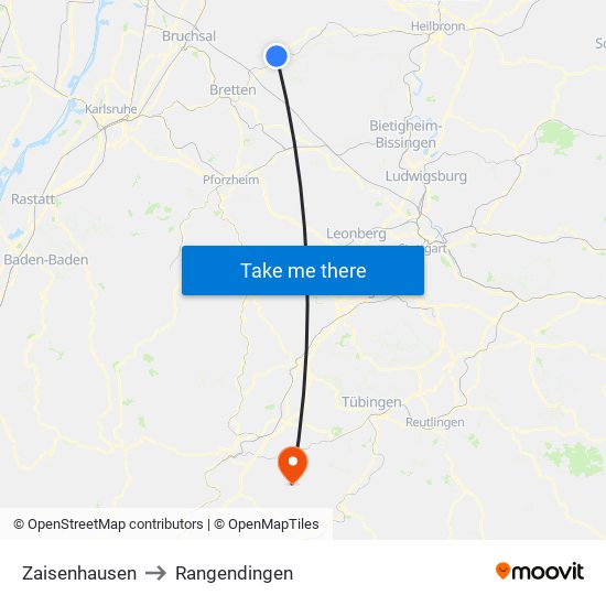 Zaisenhausen to Rangendingen map