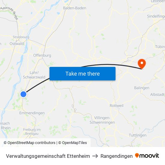 Verwaltungsgemeinschaft Ettenheim to Rangendingen map