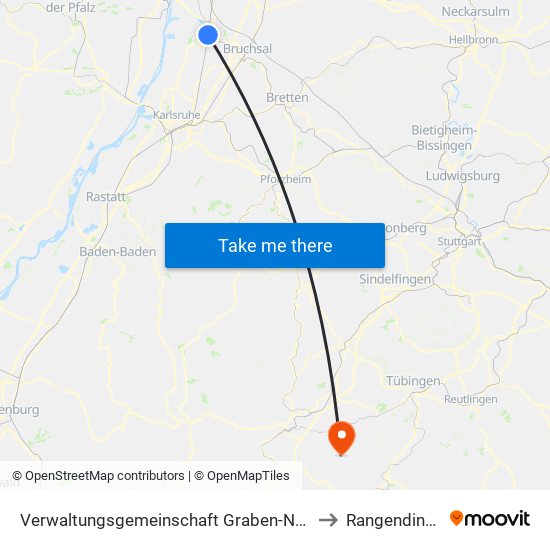 Verwaltungsgemeinschaft Graben-Neudorf to Rangendingen map