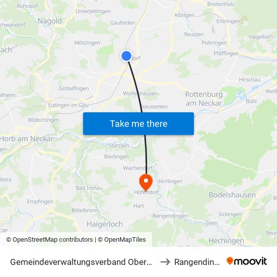 Gemeindeverwaltungsverband Oberes Gäu to Rangendingen map