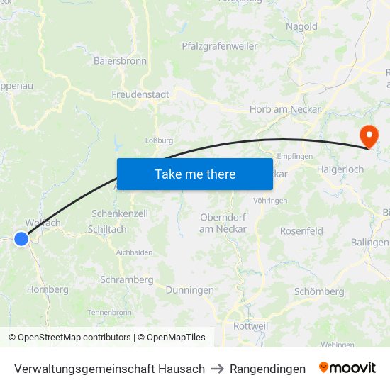 Verwaltungsgemeinschaft Hausach to Rangendingen map