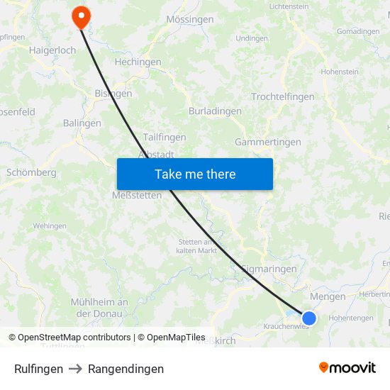 Rulfingen to Rangendingen map