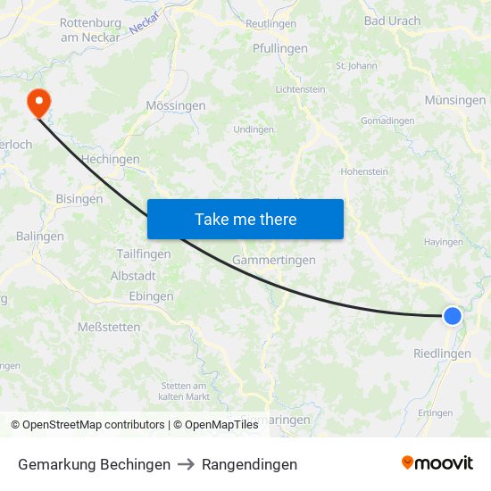 Gemarkung Bechingen to Rangendingen map