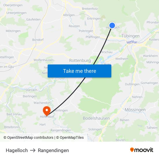 Hagelloch to Rangendingen map