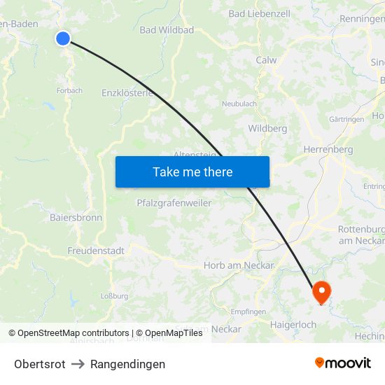 Obertsrot to Rangendingen map