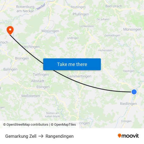 Gemarkung Zell to Rangendingen map