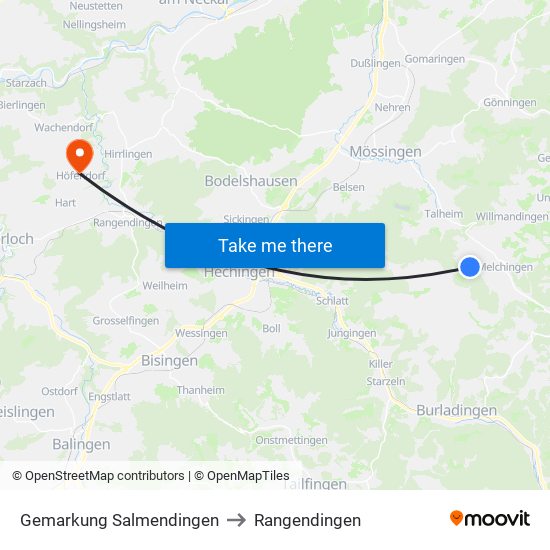 Gemarkung Salmendingen to Rangendingen map