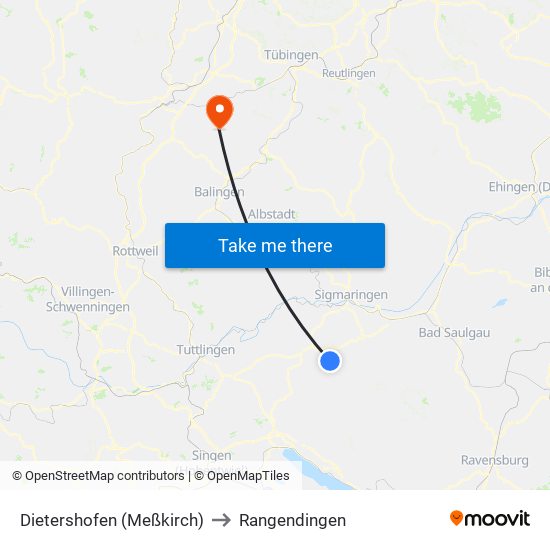 Dietershofen (Meßkirch) to Rangendingen map