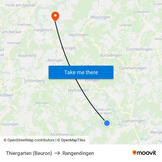Thiergarten (Beuron) to Rangendingen map