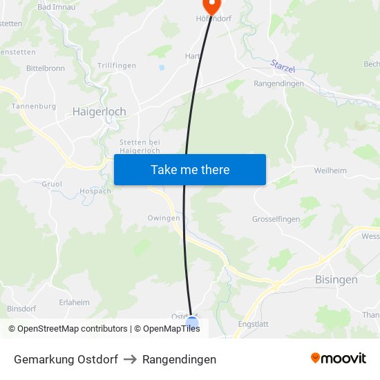 Gemarkung Ostdorf to Rangendingen map