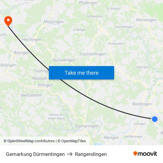 Gemarkung Dürmentingen to Rangendingen map
