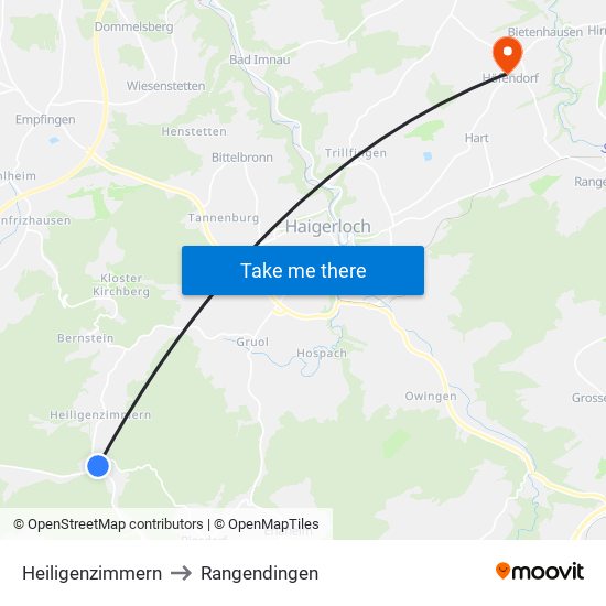 Heiligenzimmern to Rangendingen map