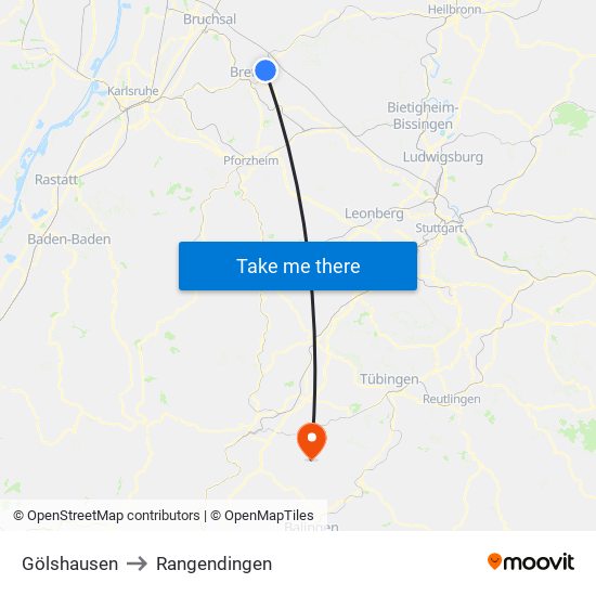 Gölshausen to Rangendingen map