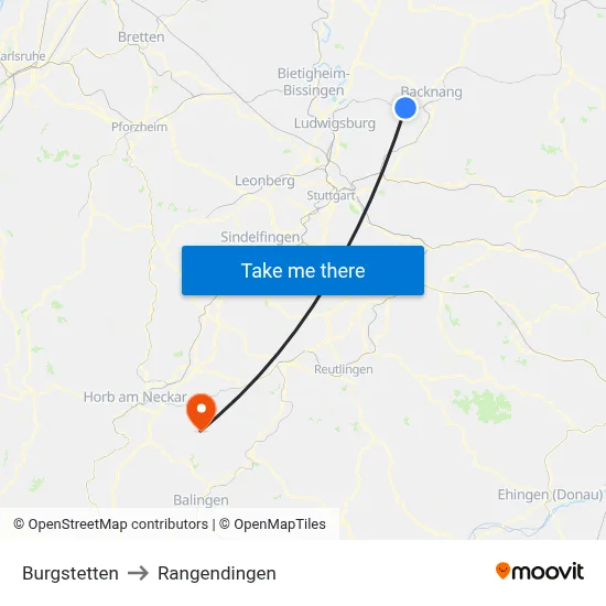Burgstetten to Rangendingen map