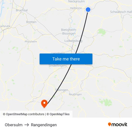 Obersulm to Rangendingen map
