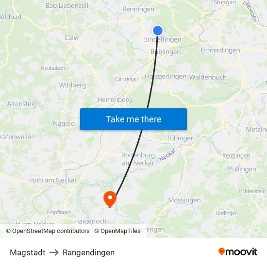 Magstadt to Rangendingen map