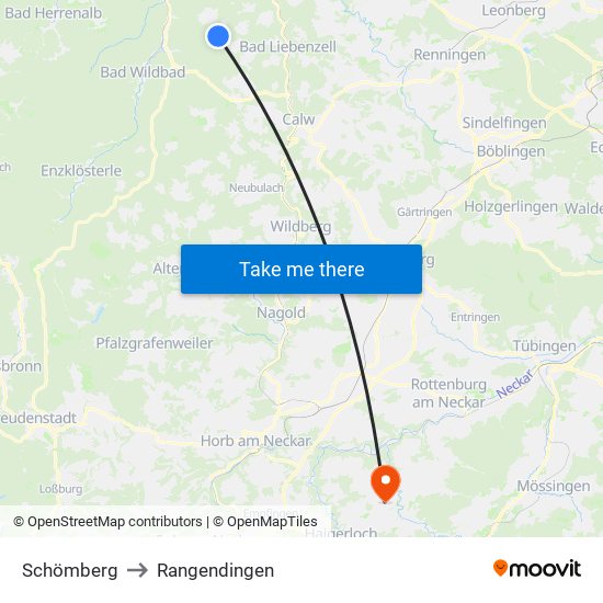 Schömberg to Rangendingen map