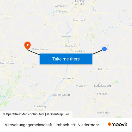 Verwaltungsgemeinschaft Limbach to Niedermohr map