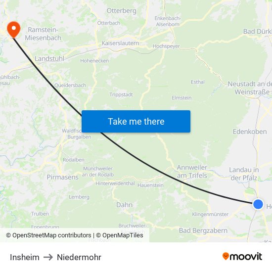 Insheim to Niedermohr map