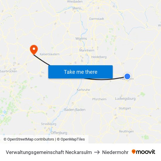 Verwaltungsgemeinschaft Neckarsulm to Niedermohr map