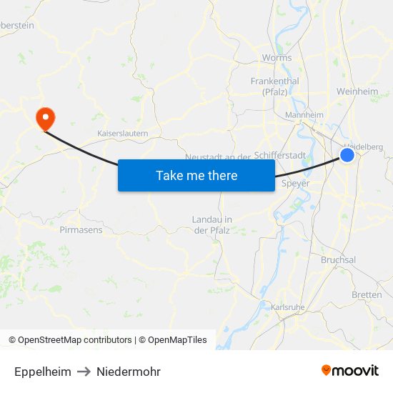 Eppelheim to Niedermohr map