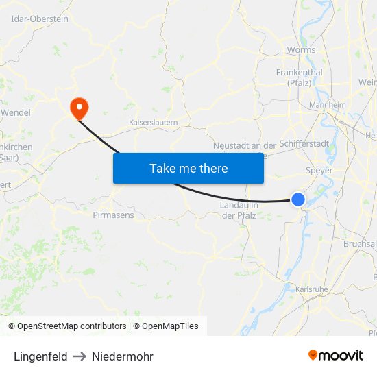 Lingenfeld to Niedermohr map