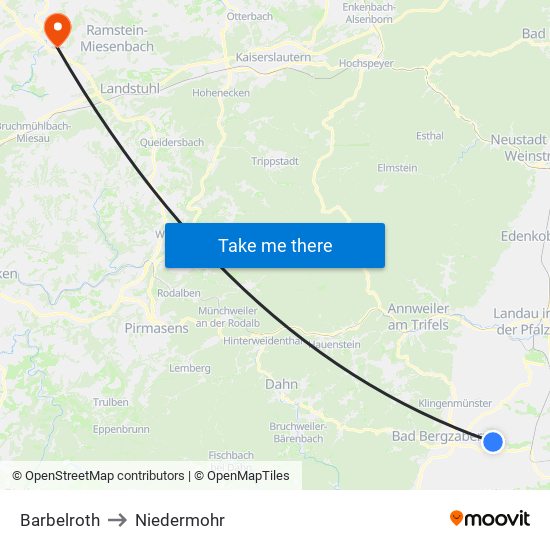Barbelroth to Niedermohr map