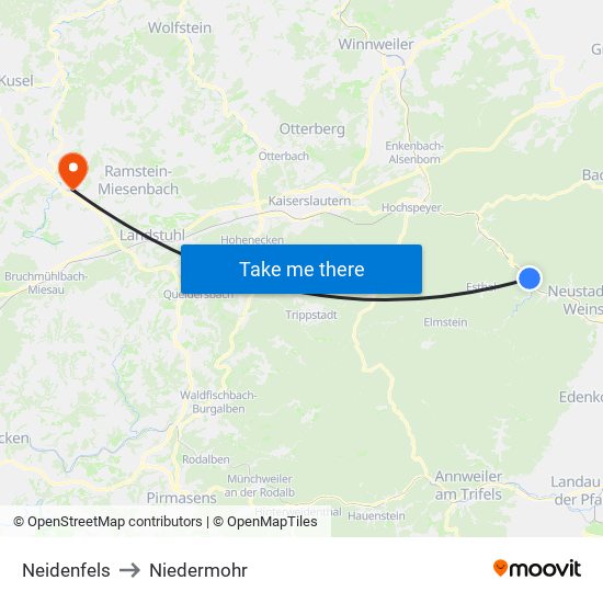 Neidenfels to Niedermohr map