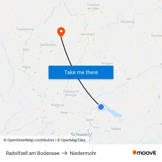 Radolfzell am Bodensee to Niedermohr map